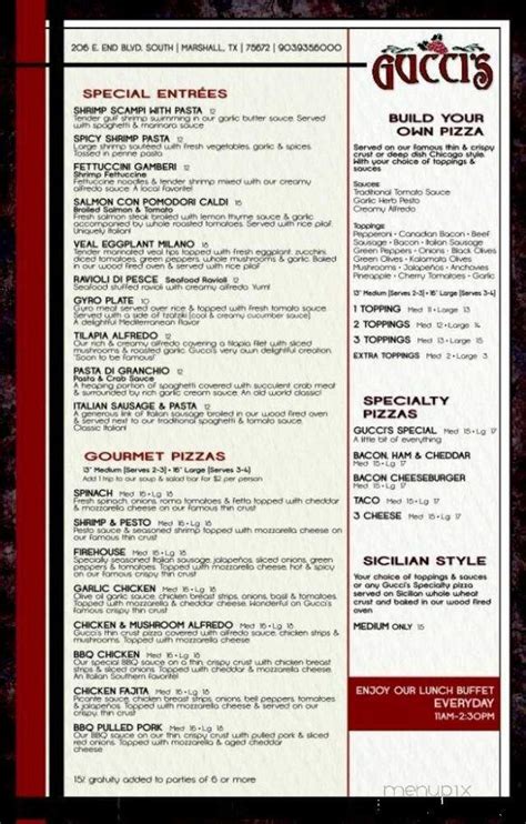 gucci's marshall menu